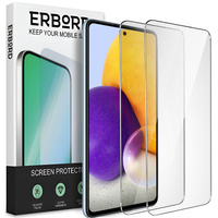 2x Tempered Glass for Samsung Galaxy A72, ERBORD 9H Hard Glass for phone screen