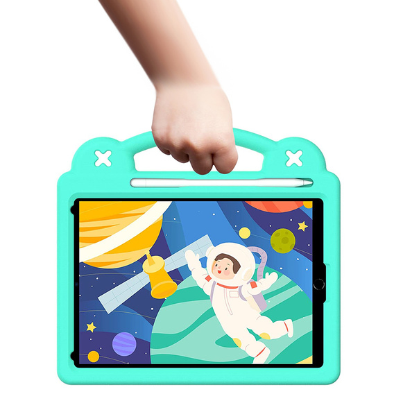 Children's case for iPad 10.2" 2021/2020/2019 (9/8/7 gen.) / Air 10.5" 2019 (3 gen.), Cute Patterns, with stand, green