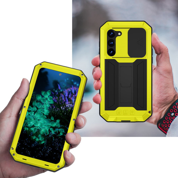 Armored case for Samsung Galaxy S23 Plus, R-JUST CamShield Slide, yellow