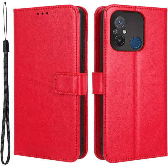 Flip case for Xiaomi Redmi 12C, Crazy Horse Wallet, red