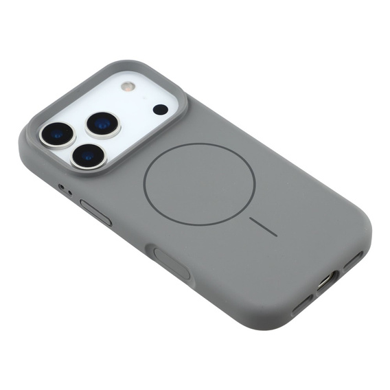 Silicone case for iPhone 17 Pro Max, for MagSafe, anti-shock, grey