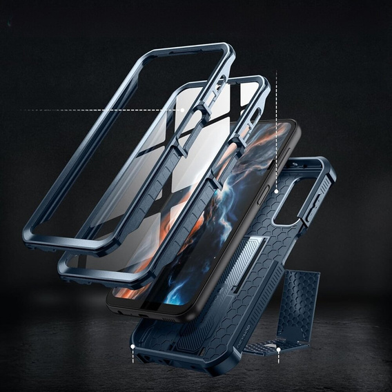 Armored case for Samsung Galaxy A25 5G, Dexnor Full Body (Two Frames), dark blue