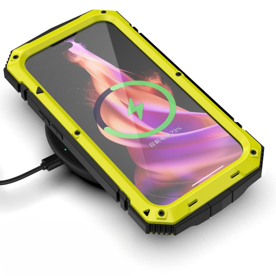 Case for iPhone 15, R-JUST, armoured, yellow / black