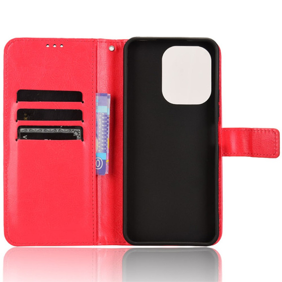 Flip case for Xiaomi Redmi 13, Crazy Horse Wallet, red