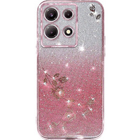 Case for Infinix Note 30 5G, Glitter Flower, pink rose gold