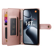Flip case for Xiaomi 14T Pro, Wallet Zipper Pocket, pink