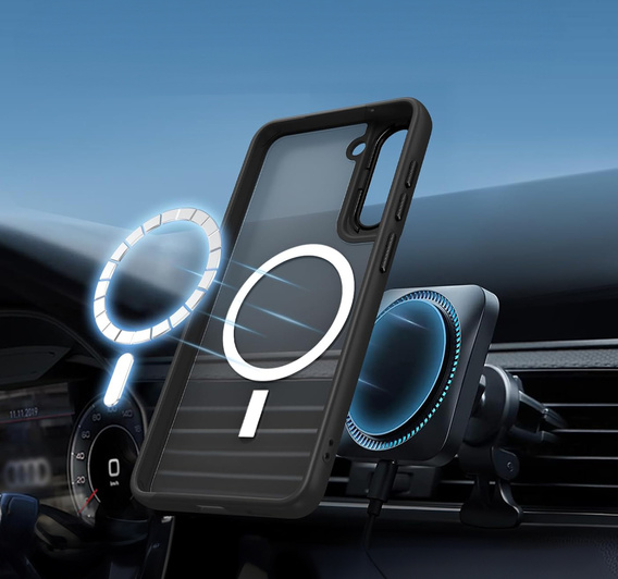 Case for Samsung Galaxy S21 FE, for MagSafe, ERBORD Matt Case, black + Screen Glass