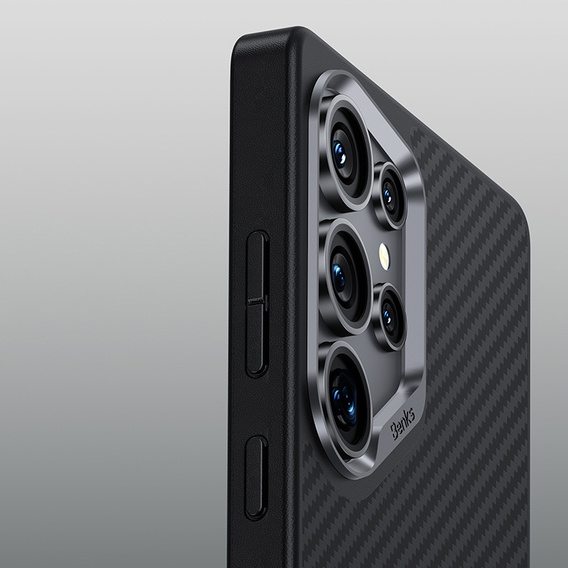 BENKS Kevlar Case for Samsung Galaxy S25, for MagSafe, Carbon Fiber, black