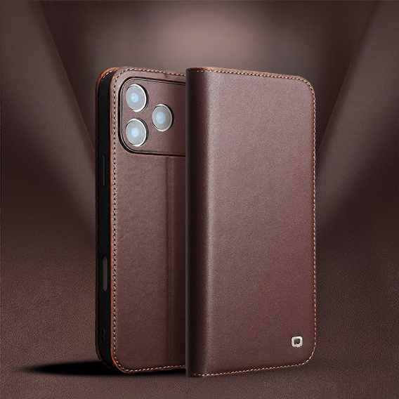 QIALINO leather wallet flip case for iPhone 17 Pro Max - brown