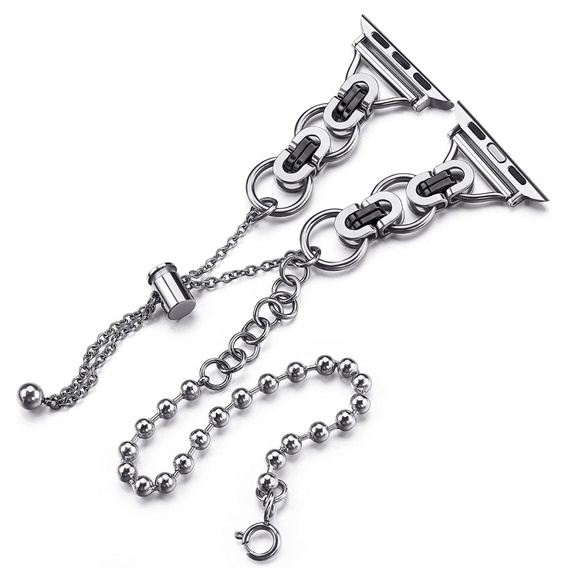 Women's bracelet for Apple Watch 1/2/3/4/5/6/7/8/9/SE 38/40/41mm, silver / black