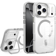 Case for iPhone 17 Pro Max, for MagSafe, with stand, transparent with grey inserts