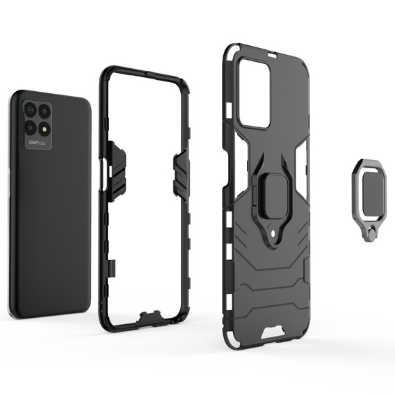 Case for Realme 8i, Kickstand Ring, black