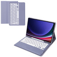 Case + keyboard Samsung Galaxy Tab S9+, Leather Pen Slot, purple