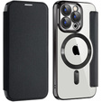 Flip case for iPhone 15 Pro Max, RFID Wallet MagSafe CamShield, black