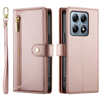 Flip case for Xiaomi 14T Pro, Wallet Zipper Pocket, pink