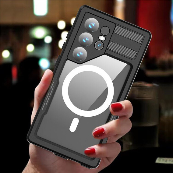 Waterproof case for Samsung Galaxy S24 Ultra, Redpepper, for MagSafe, black