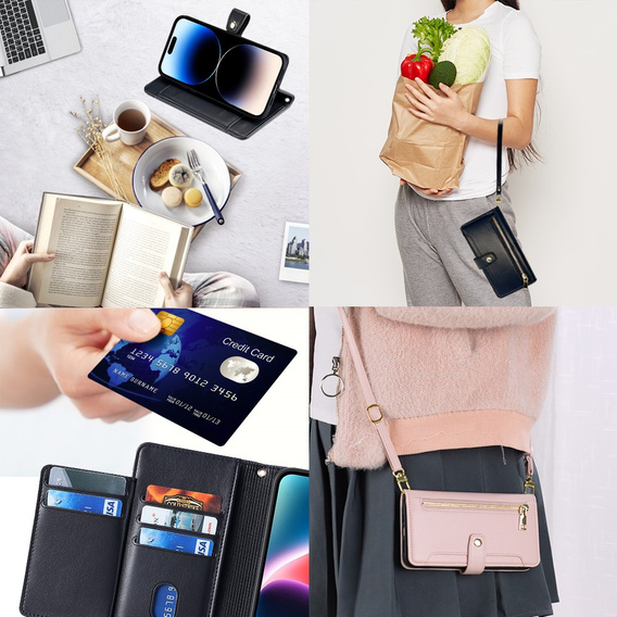 Flip case for iPhone 14 Pro Max, Wallet Zipper Pocket, black