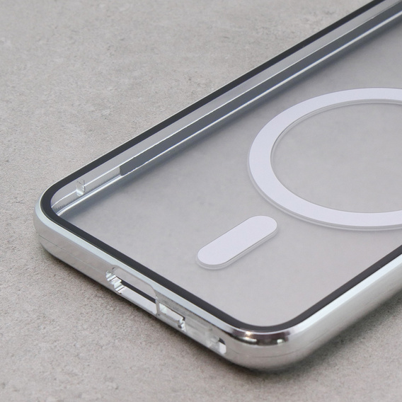 Magnetic Dual Glass MagSafe case for Samsung Galaxy S23, silver