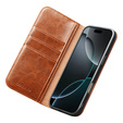 QIALINO Genuine Cow Leather flip case for iPhone 17 Pro Max, brown