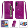 Flip case for Samsung Galaxy A35 5G, Wallet Zipper Pocket Glittery, purple