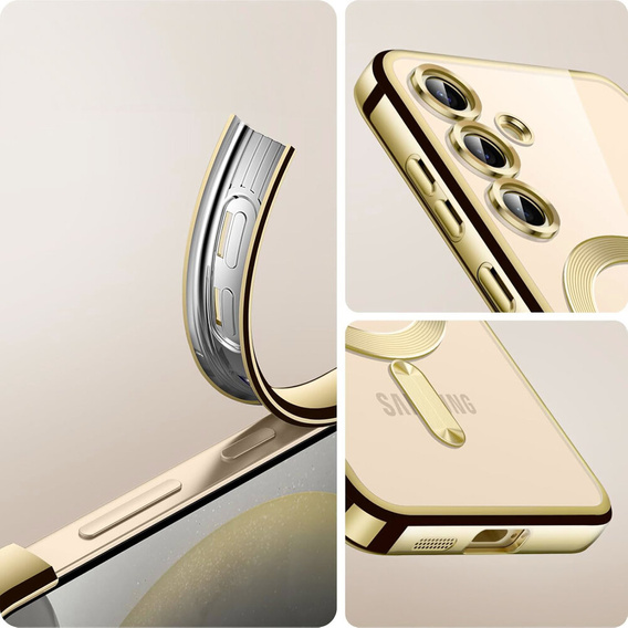 Case for Samsung Galaxy S24+ Plus, Electro MagSafe, gold + Screen Glass