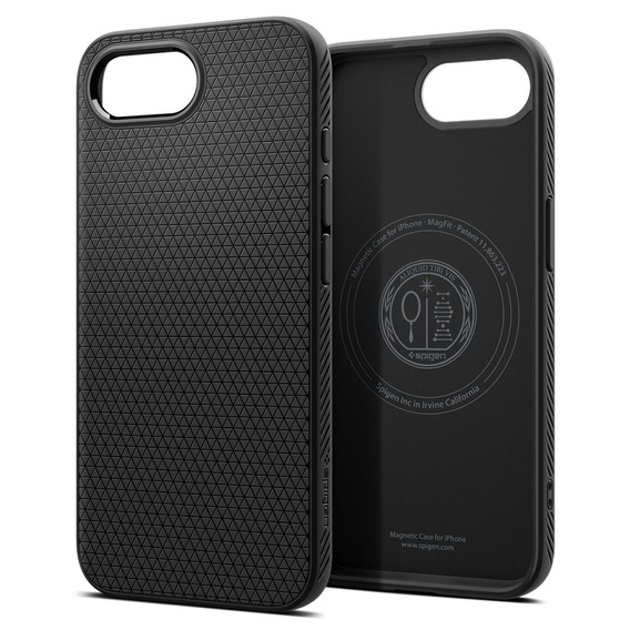 Spigen case for iPhone 16E, Liquid Air, black + 9H Tempered Glass