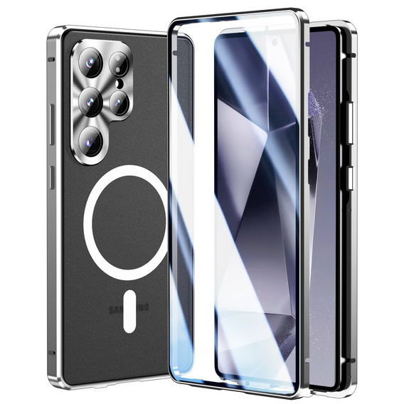 Magnetic Dual Glass MagSafe case for Samsung Galaxy S25 Ultra, silver
