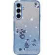 Case for Samsung Galaxy A54, Glitter Flower, blue