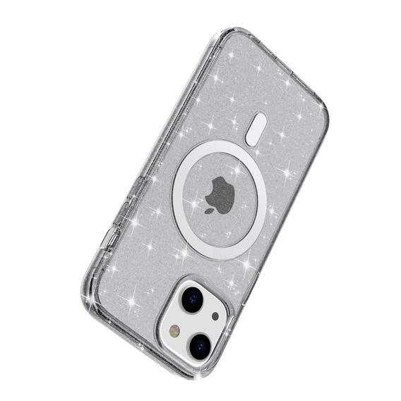 Case for iPhone 14 Plus, Glittery, for MagSafe, black