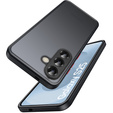 Silicone case for Samsung Galaxy S25, with camera protection, transparent / black + 9H tempered glass