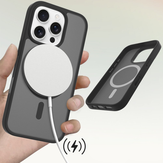 ERBORD Case with MagSafe for iPhone 16 Pro, Matte Case, active button, matt / black