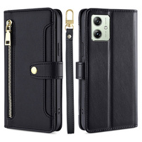 Flip case for Motorola Moto G54 5G, Wallet Zipper Pocket, black