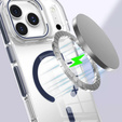 Case for iPhone 17 Pro Max, for MagSafe, with stand, transparent with navy blue inserts
