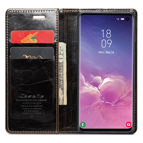 CASEME flip case for Samsung Galaxy S10+ Plus, Waxy Textucoffee, coffee