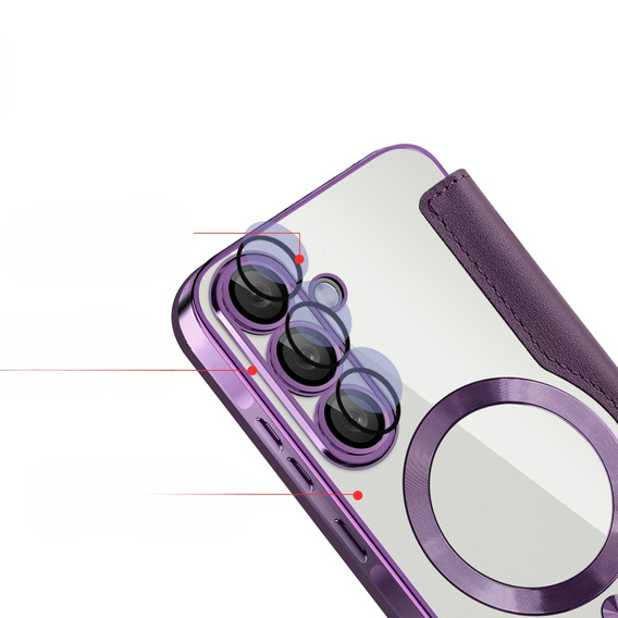 Flip case for Samsung Galaxy A36, RFID Wallet MagSafe CamShield, purple