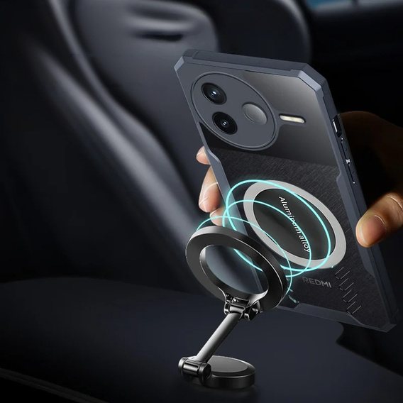 Case for Xiaomi Redmi Note 14 Pro/Pro+ 5G, with magnetic sheet, transparent / black