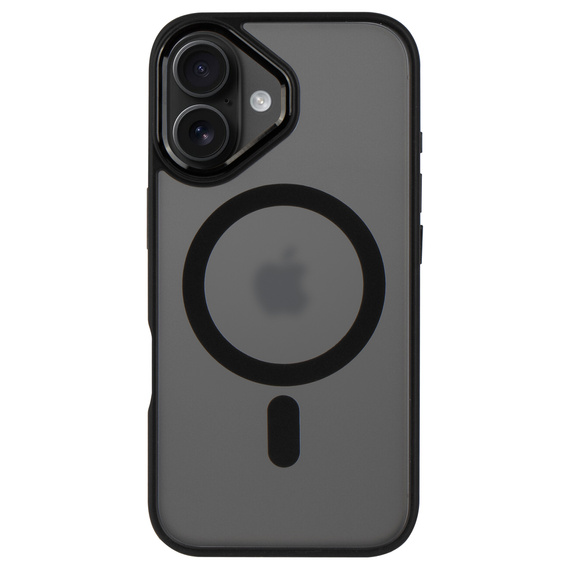Case for iPhone 16 Plus, for MagSafe, ERBORD Matt Case, transparent / black + Screen Glass