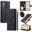 Flip case for Samsung Galaxy S25 FE, Rhombus Crossbody Leather, black