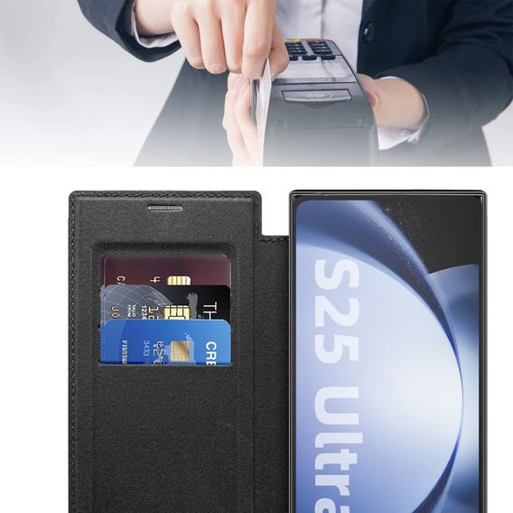 Flip case for Samsung Galaxy S25 Ultra, RFID Wallet MagSafe CamShield, black