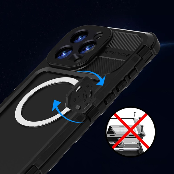 IP68 Waterproof Case for iPhone 16 Pro Max, SHELLBOX MagSafe, black