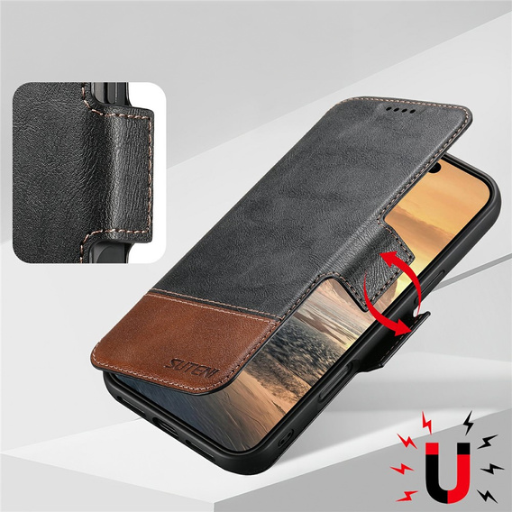 2-in-1 flip case for iPhone 17 Pro, SUTENI, for MagSafe, black