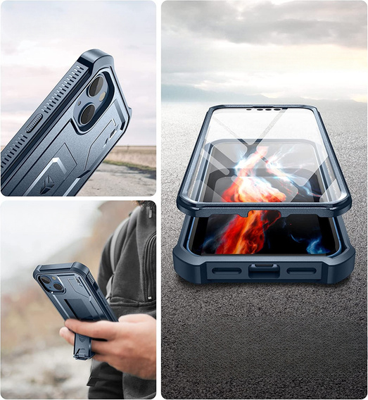 Armored case for iPhone 13 / 14, Dexnor Full Body, dark blue