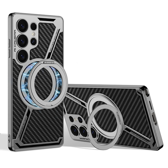 Samsung Galaxy S25 Ultra case, GKK Kickstand Ring, for MagSafe, carbon black