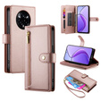 Flip case for Realme 14 Pro+ 5G, Wallet Zipper Pocket, pink