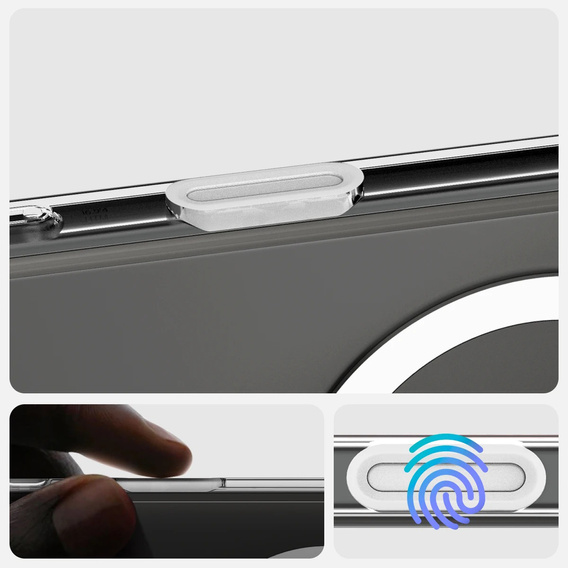 ERBORD Case with MagSafe for iPhone 16 Pro, active button, transparent + Screen Glass