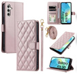Flip case for Samsung Galaxy A16, Rhombus Crossbody Leather, pink rose gold