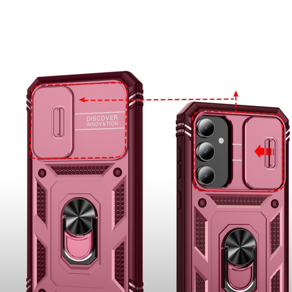 Case for Samsung Galaxy S23 FE, CamShield Slide, pink / red