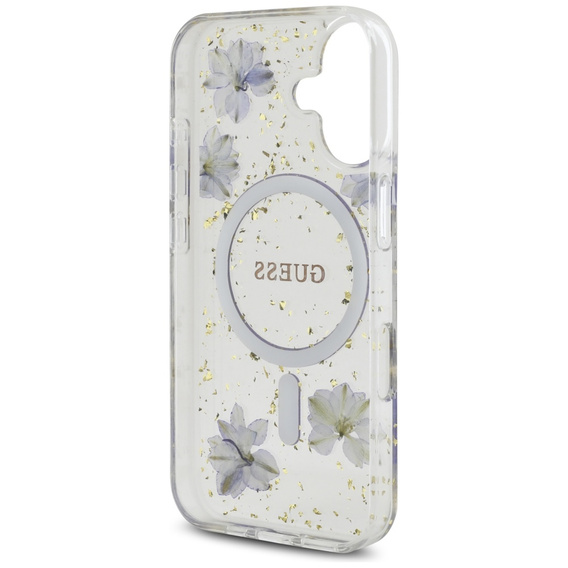 GUESS HC MagSafe Resin Flowers and Glitter Case for iPhone 16