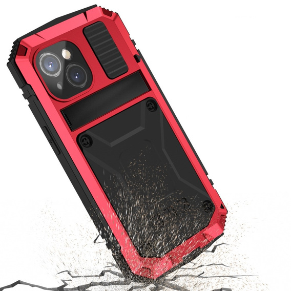 Case for iPhone 15, R-JUST, armoured, red / black