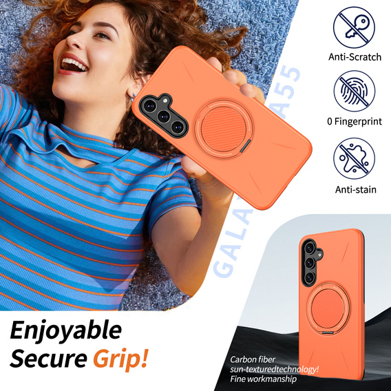 MagSafe case with stand for Samsung Galaxy A57 5G, orange